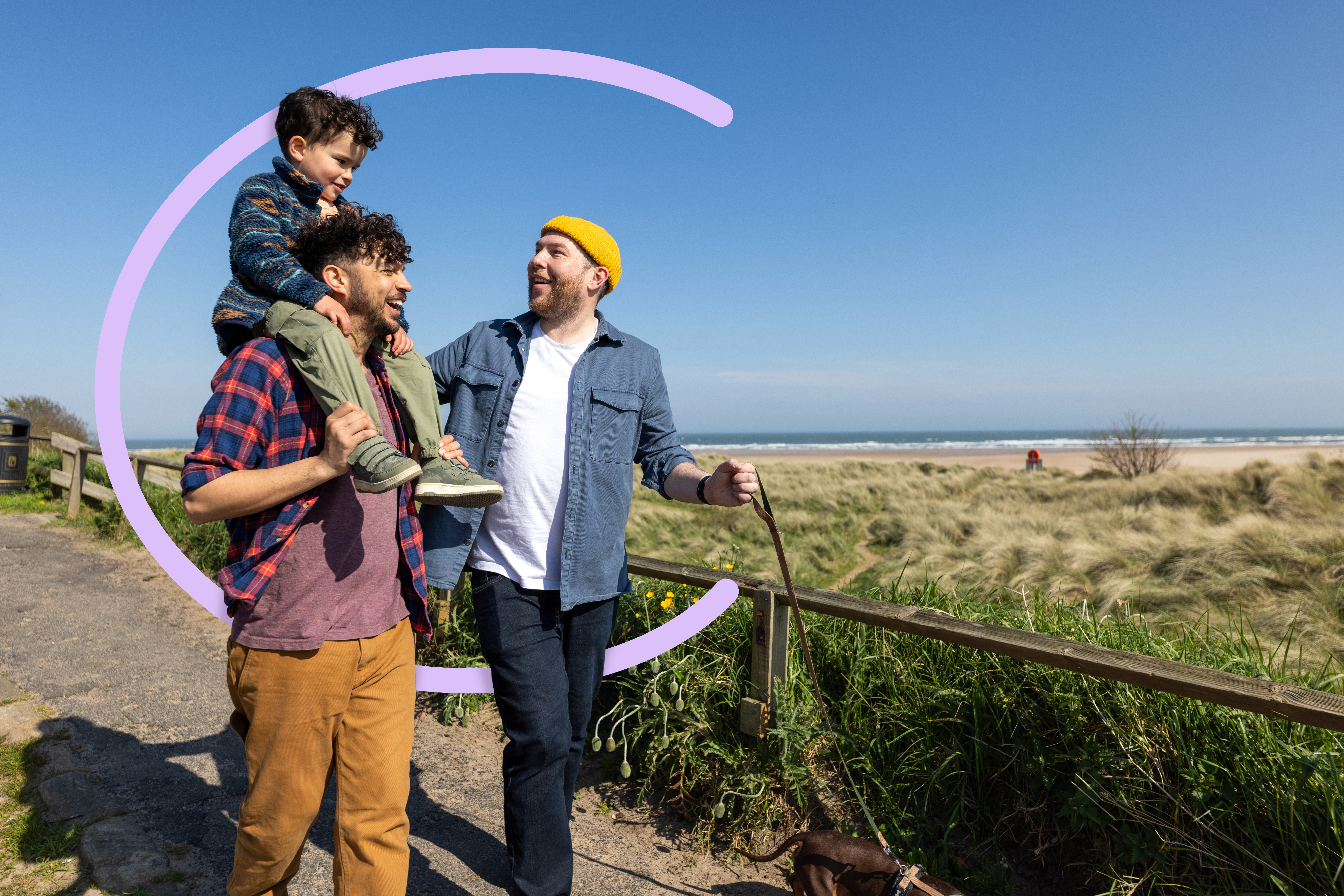 Family on walk with child up on shoulders - with Clinical Partners brand expression.jpg